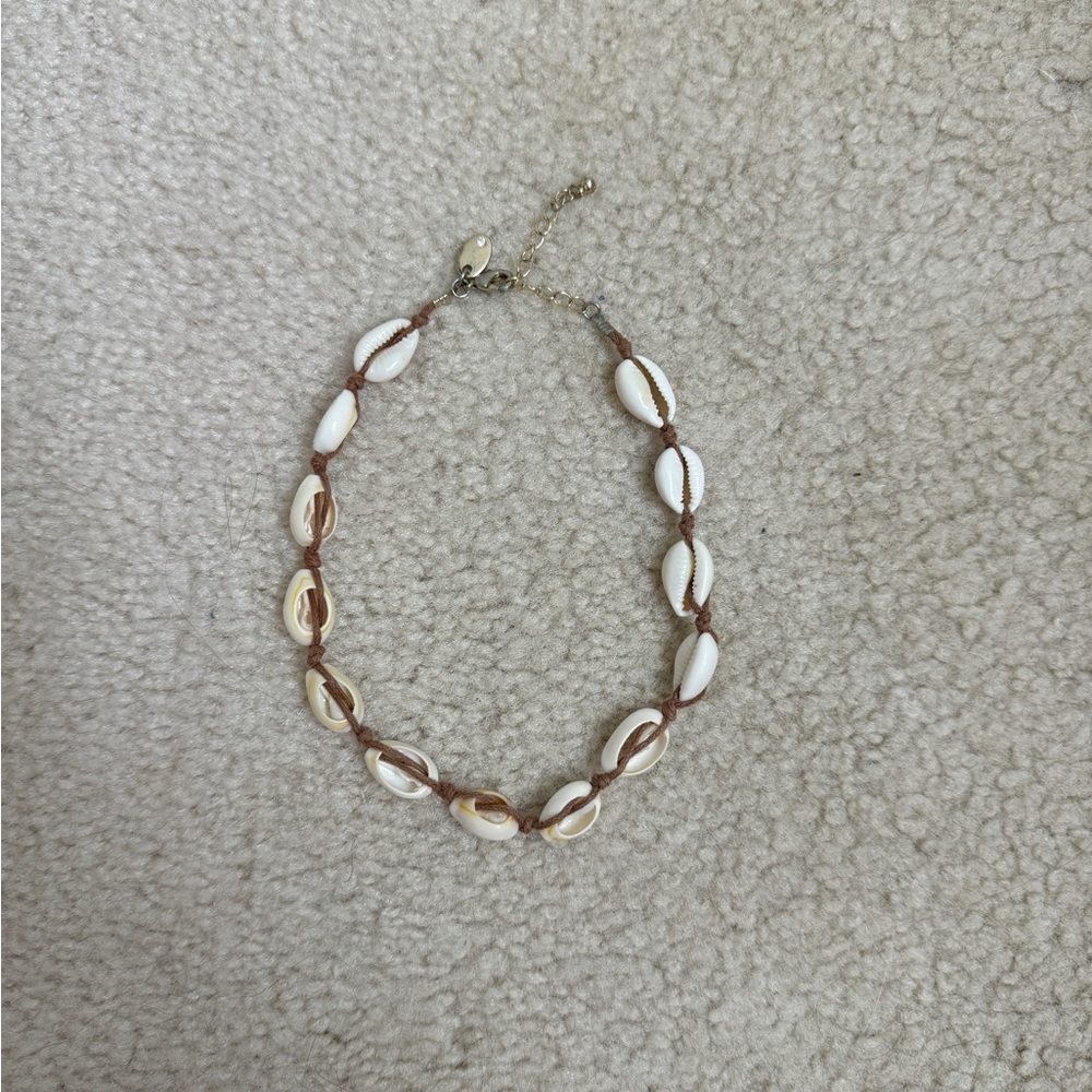 Natural Shell Necklace with Brown Cord